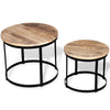 Ferns Coffee Table Set of 2 | Brown Solid Mango Wood | Black Iron