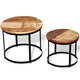 Ferns Coffee Table Set of 2 | Brown Solid Mango Wood | Black Iron