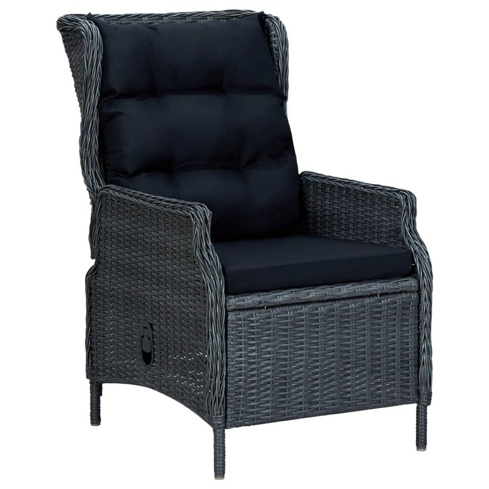 Selina Garden Armchair w Gray Round Faux Rattan | Powder Coated Steel