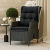 Selina Garden Armchair w Gray Round Faux Rattan | Powder Coated Steel