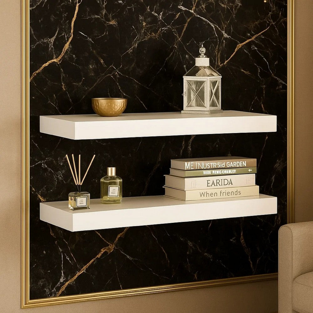 Wendie 20" Wall-Mount Shelf Set of 2 | White Honeycomb Design