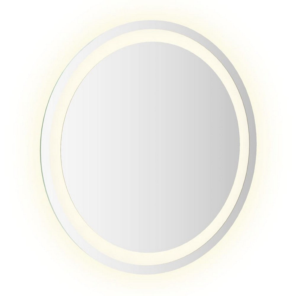 Selie Bathroom Mirror Glass w LED | Brown Round Vanity | 20"