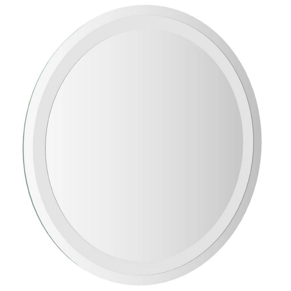 Selie Bathroom Mirror Glass w LED | Brown Round Vanity | 20"