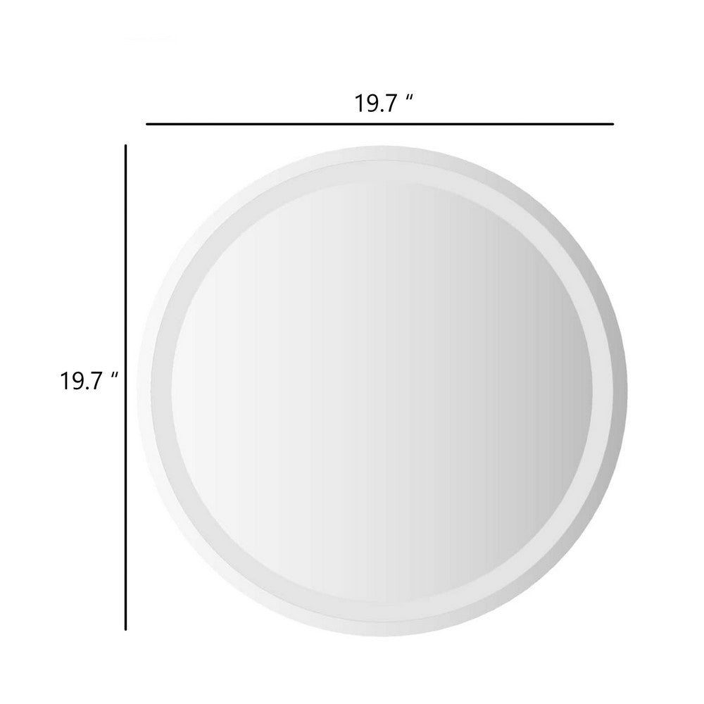 Selie Bathroom Mirror Glass w LED | Brown Round Vanity | 20"