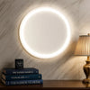 Selie Bathroom Mirror Glass w LED | Brown Round Vanity | 20"