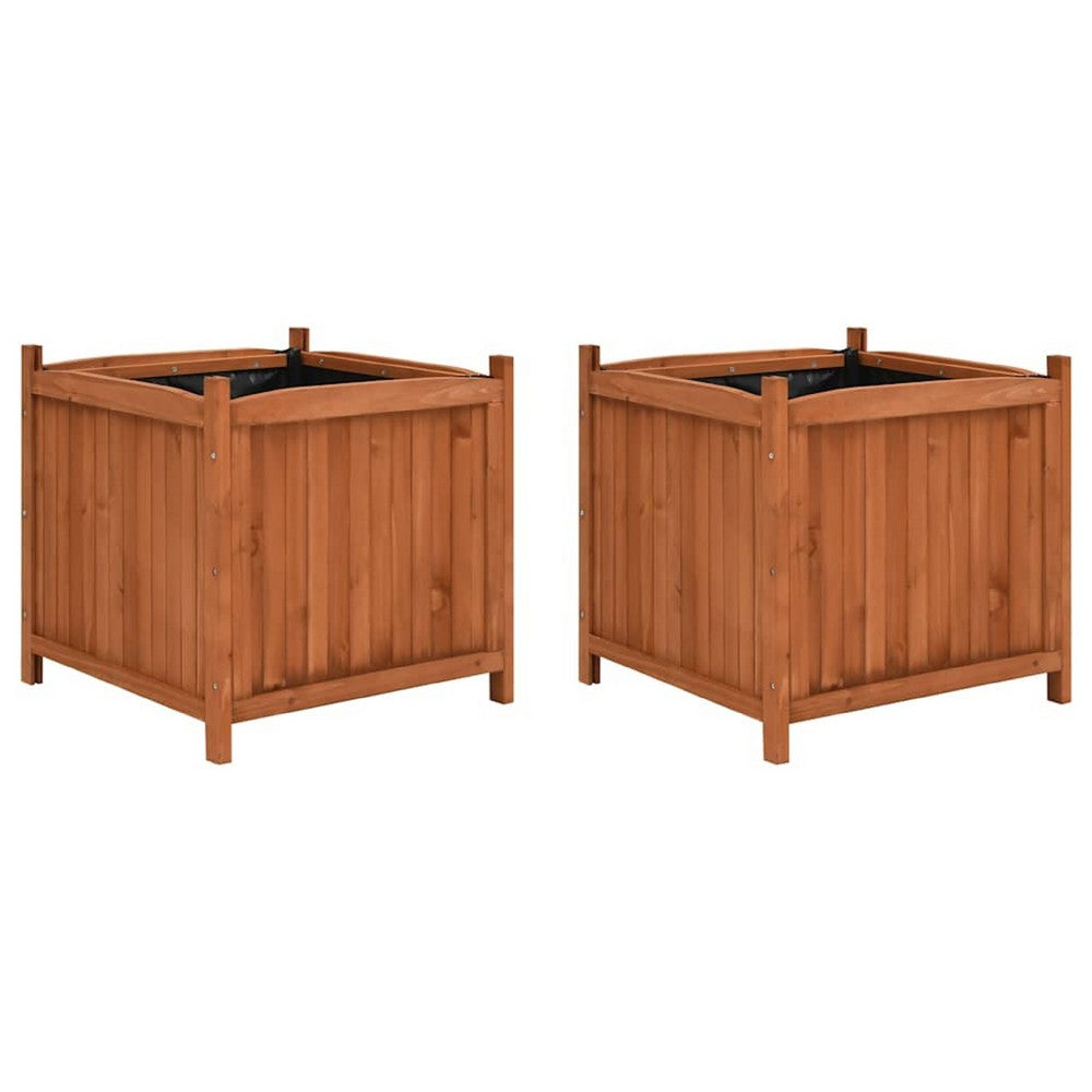 Dolly Firwood Outdoor Large Planters Set of 2 | Brown Fir Wood | 20x20"
