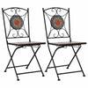 Sasha Outdoor Bistro Chair Set of 2 | Orange-Gray Mosaic Design | Iron