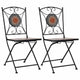 Sasha Outdoor Bistro Chair Set of 2 | Orange-Gray Mosaic Design | Iron