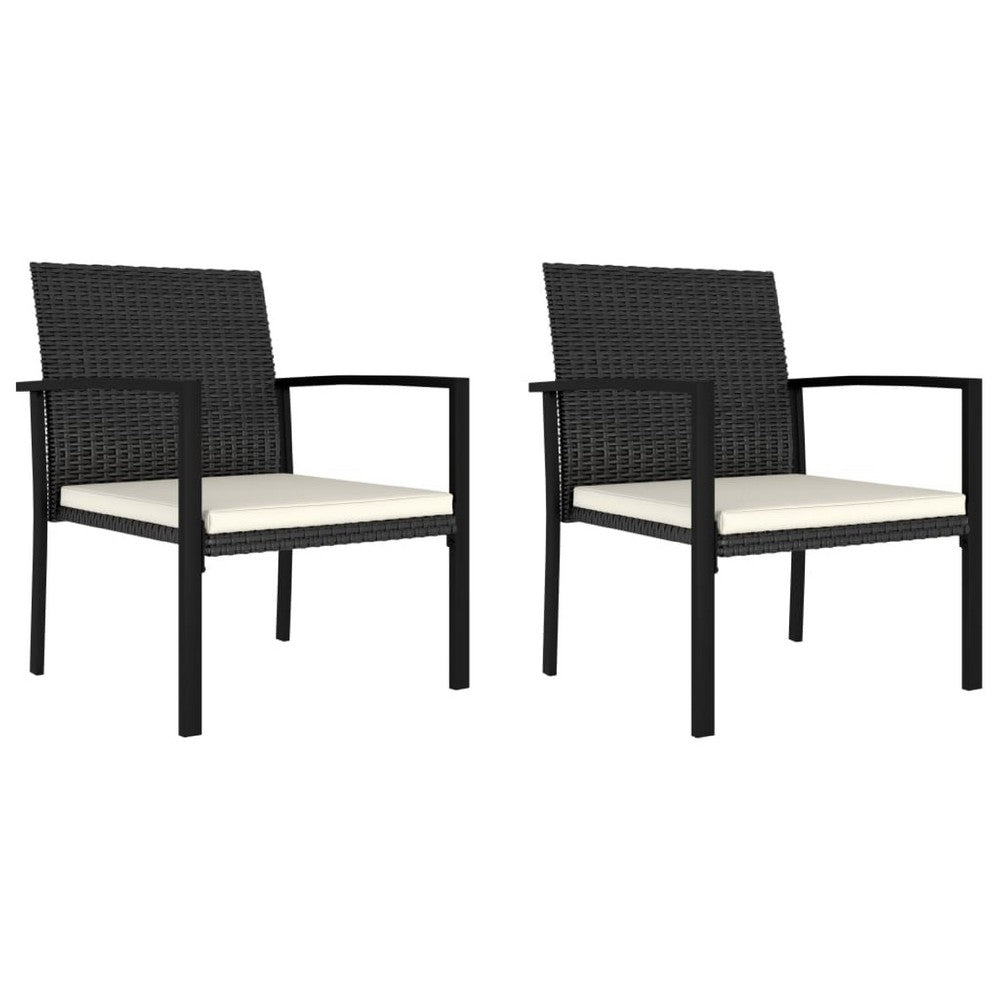 Shaily Outdoor Dining Chair Set of 2 | Black Faux Rattan Frame | Cream