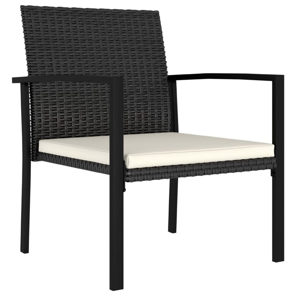 Shaily Outdoor Dining Chair Set of 2 | Black Faux Rattan Frame | Cream