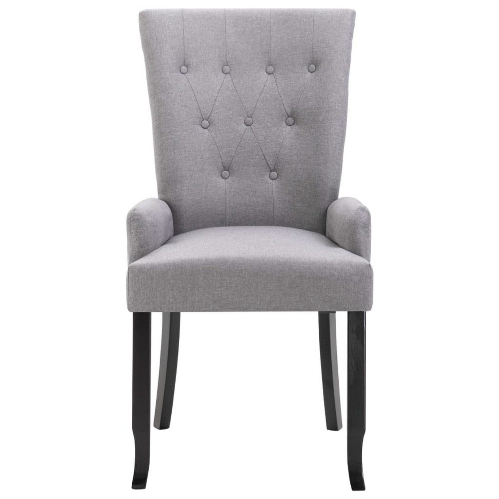 Donie Dining Chair w Light Gray Polyester Seat | Black Solid Oak Wood