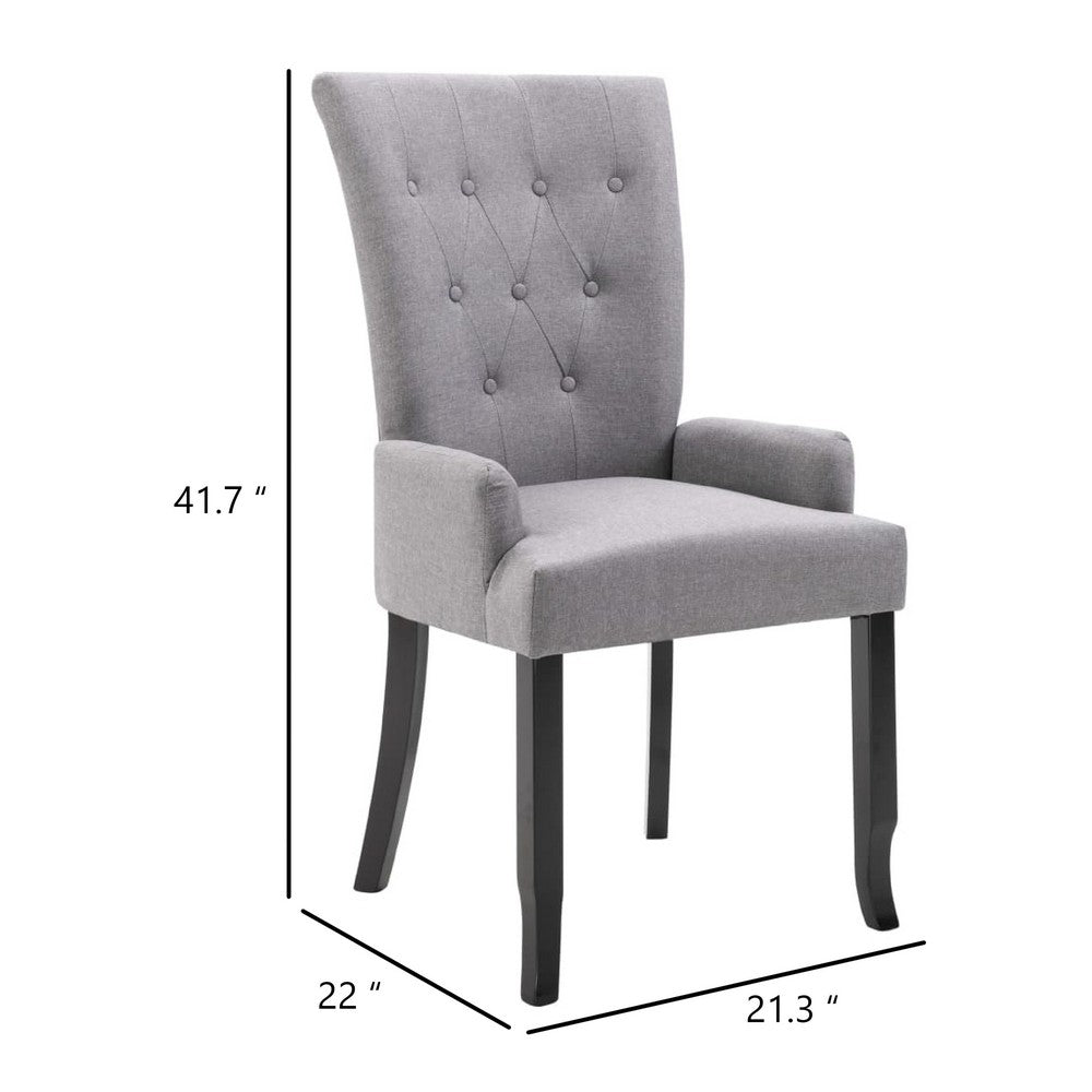 Donie Dining Chair w Light Gray Polyester Seat | Black Solid Oak Wood