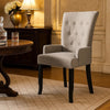 Donie Dining Chair w Light Gray Polyester Seat | Black Solid Oak Wood