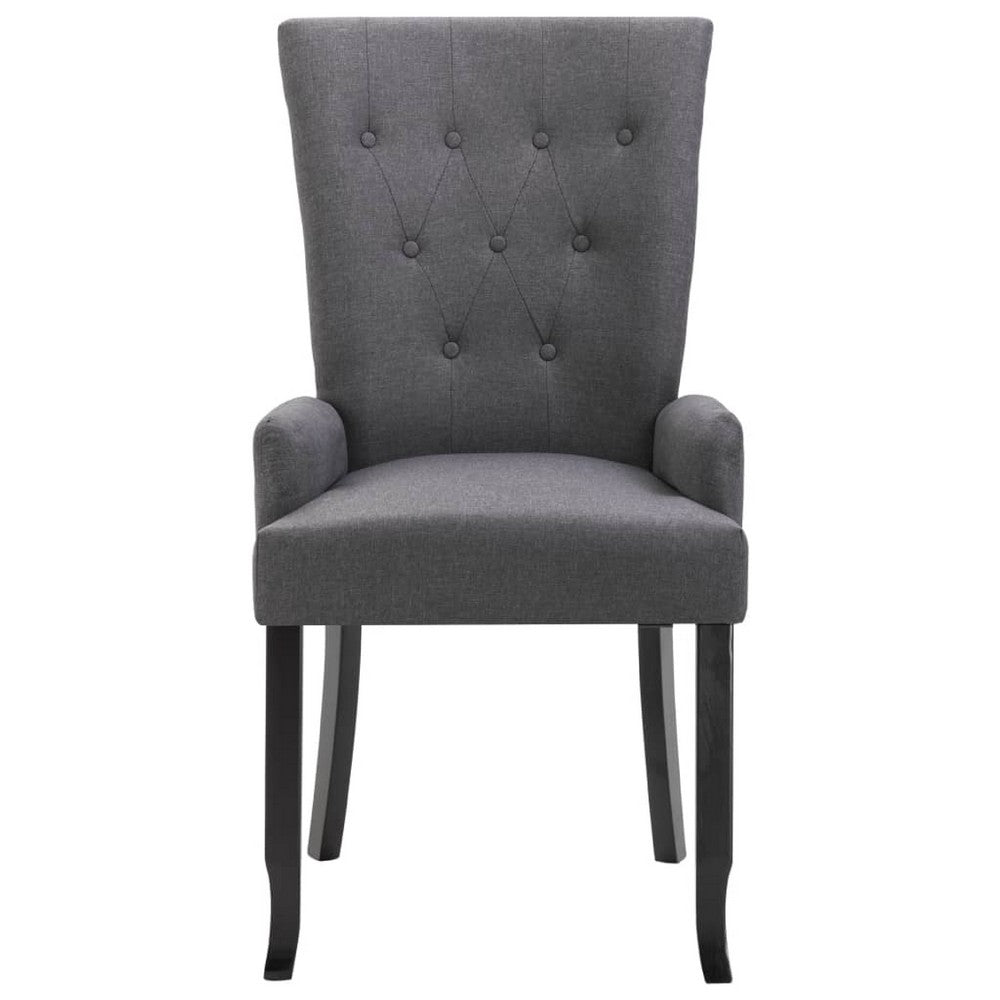Donie Dining Chair | Ergonomic Back | Dark Gray Polyester | Black Oakwood