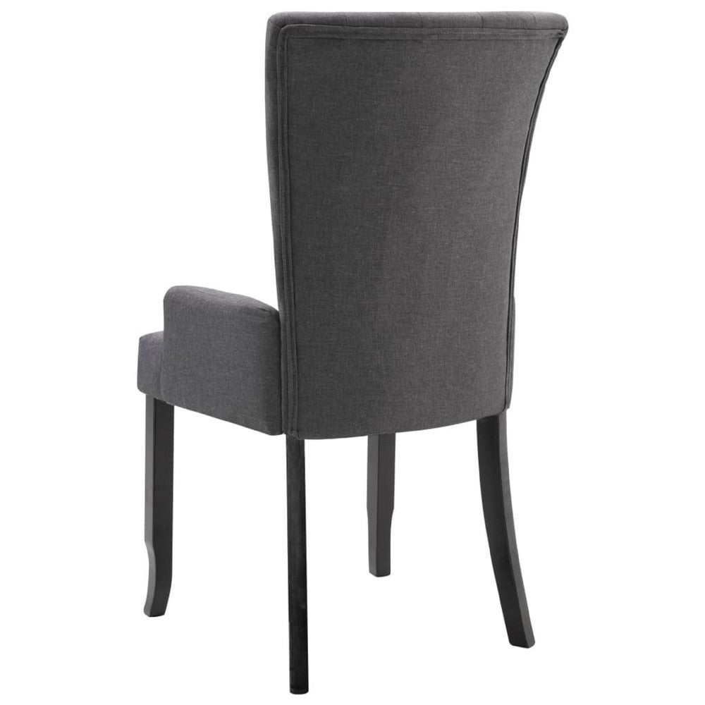 Donie Dining Chair | Ergonomic Back | Dark Gray Polyester | Black Oakwood