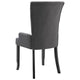 Donie Dining Chair | Ergonomic Back | Dark Gray Polyester | Black Oakwood
