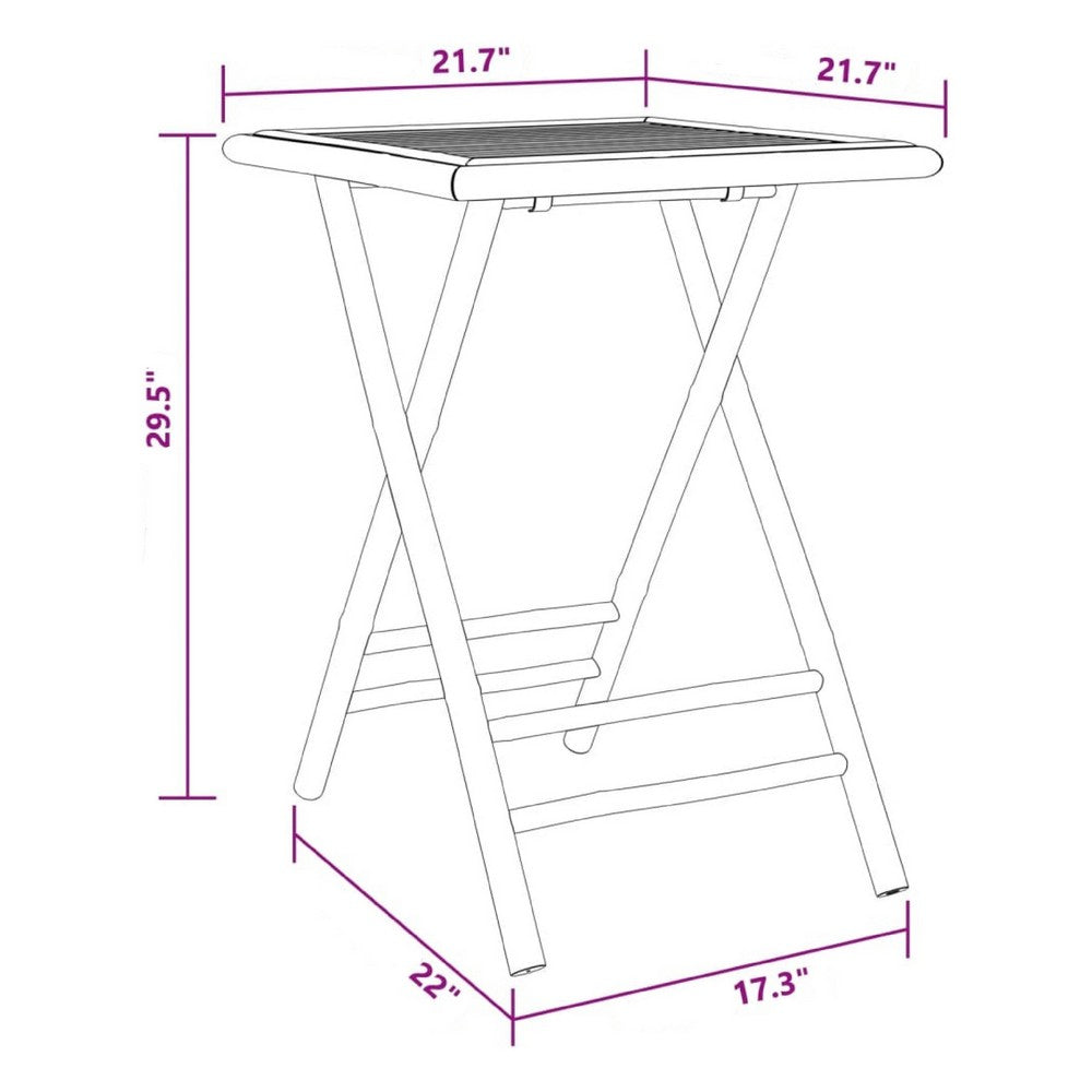 Petra Bamboo Garden Table w Foldable Design | Brown | 17x22x30"