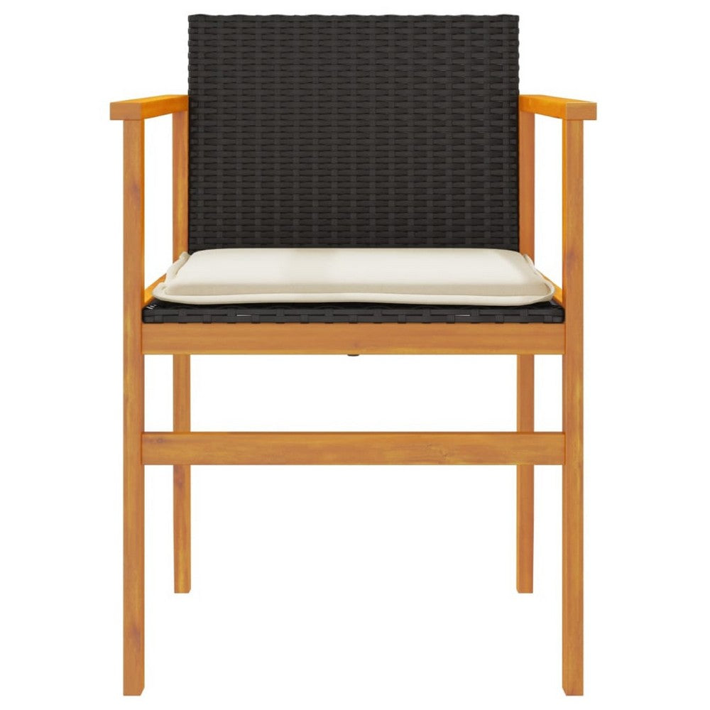 Kiki Outdoor Armchair Set of 2 | Solid Acacia Wood | Black-Cream White