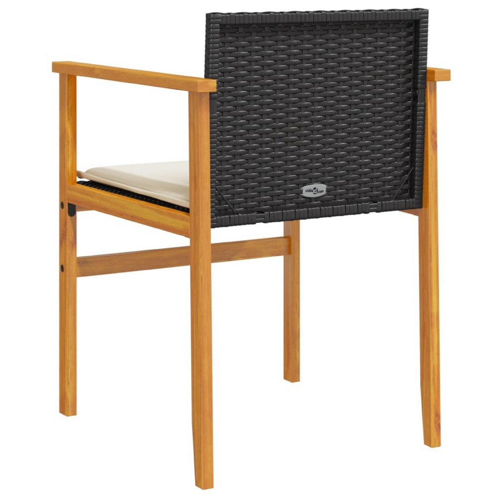Kiki Outdoor Armchair Set of 2 | Solid Acacia Wood | Black-Cream White