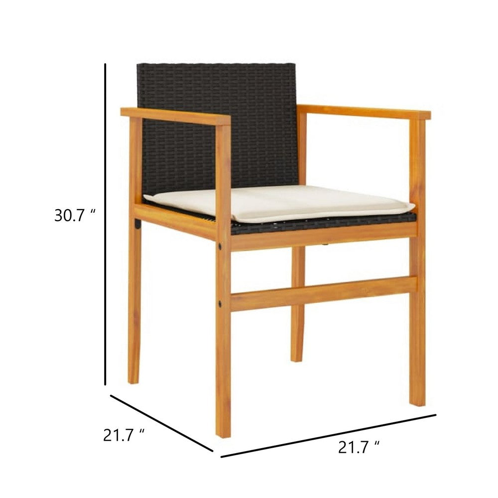 Kiki Outdoor Armchair Set of 2 | Solid Acacia Wood | Black-Cream White