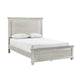 Avy Queen Size Bed with Padded Upholstered Headboard | Mist Gray Pine