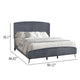 Avy Queen Size Bed with Padded Upholstered Headboard | Mist Gray Pine