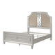 Felix Queen Size Bed | Gray Upholstered Mirrored Silver Panel Headboard