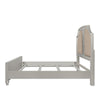 Felix Queen Size Bed | Gray Upholstered Mirrored Silver Panel Headboard