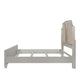 Felix Queen Size Bed | Gray Upholstered Mirrored Silver Panel Headboard