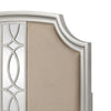 Felix Queen Size Bed | Gray Upholstered Mirrored Silver Panel Headboard