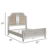 Felix Queen Size Bed | Gray Upholstered Mirrored Silver Panel Headboard