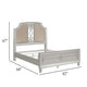 Felix Queen Size Bed | Gray Upholstered Mirrored Silver Panel Headboard