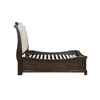 Lynda Queen Bed | Beige Button Tufted Headboard | 2 Drawers | Walnut Brown