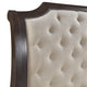 Lynda Queen Bed | Beige Button Tufted Headboard | 2 Drawers | Walnut Brown