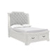 Lynda Queen Bed | Gray Button Tufted Design | 2 Drawers | Vintage White