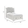 Lynda Queen Bed | Gray Button Tufted Design | 2 Drawers | Vintage White