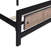 Rive King Size Bed w Rustic Brown Panel Headboard | Black Metal Frame