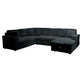 Jezz Sectional Sleeper Sofa w USB | 4 Pillows | Midnight Black Corduroy
