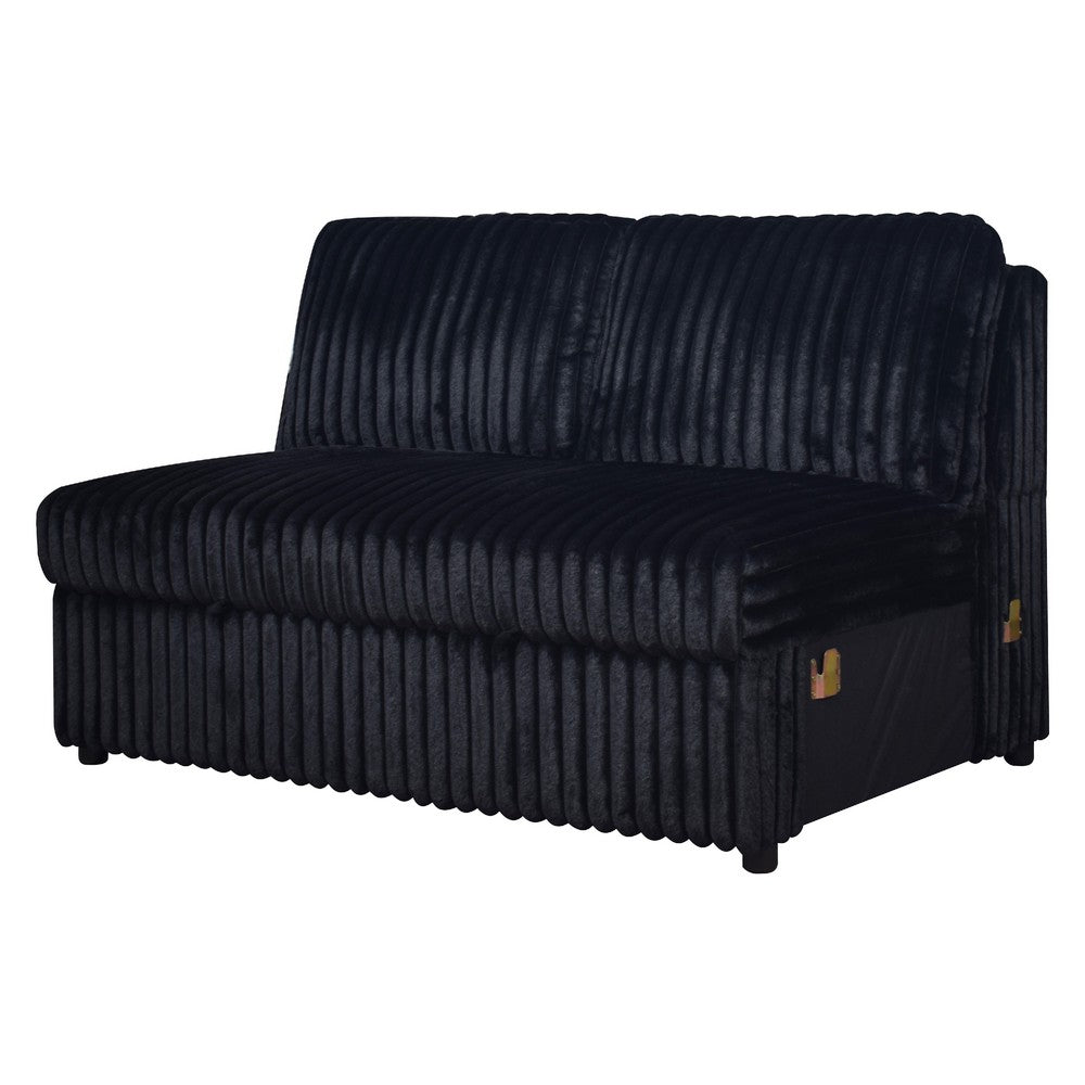 Jezz Sectional Sleeper Sofa w USB | 4 Pillows | Midnight Black Corduroy