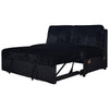Jezz Sectional Sleeper Sofa w USB | 4 Pillows | Midnight Black Corduroy