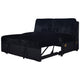 Jezz Sectional Sleeper Sofa w USB | 4 Pillows | Midnight Black Corduroy
