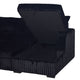 Jezz Sectional Sleeper Sofa w USB | 4 Pillows | Midnight Black Corduroy