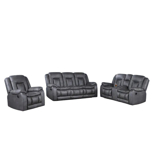 Olaf 3pc 6 Seater Power Recliner Set | USB | Adjustable Headrest | Gray