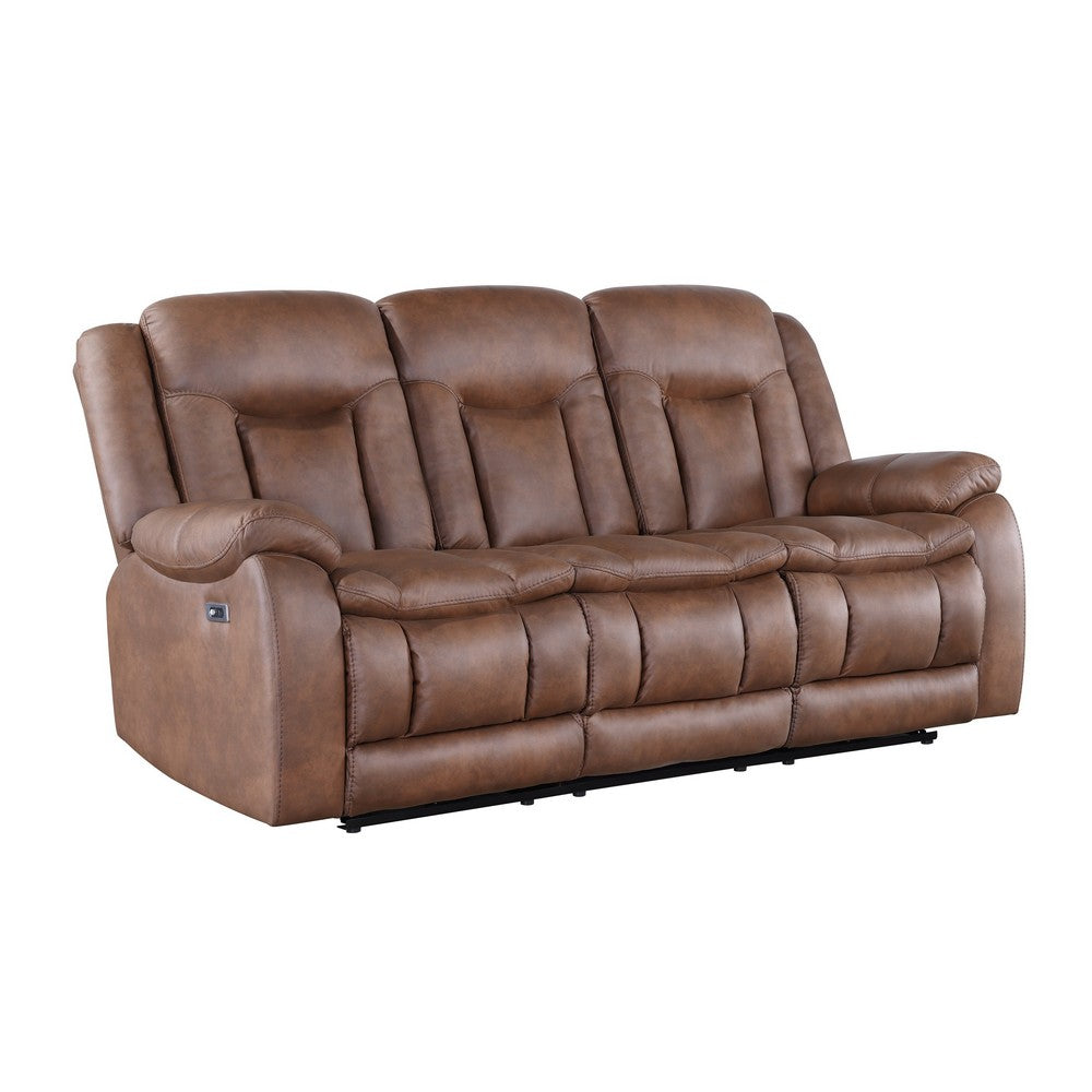 Olaf 3pc 6 Seater Power Recliner Sectional Sofa | Adj Headrest | Brown