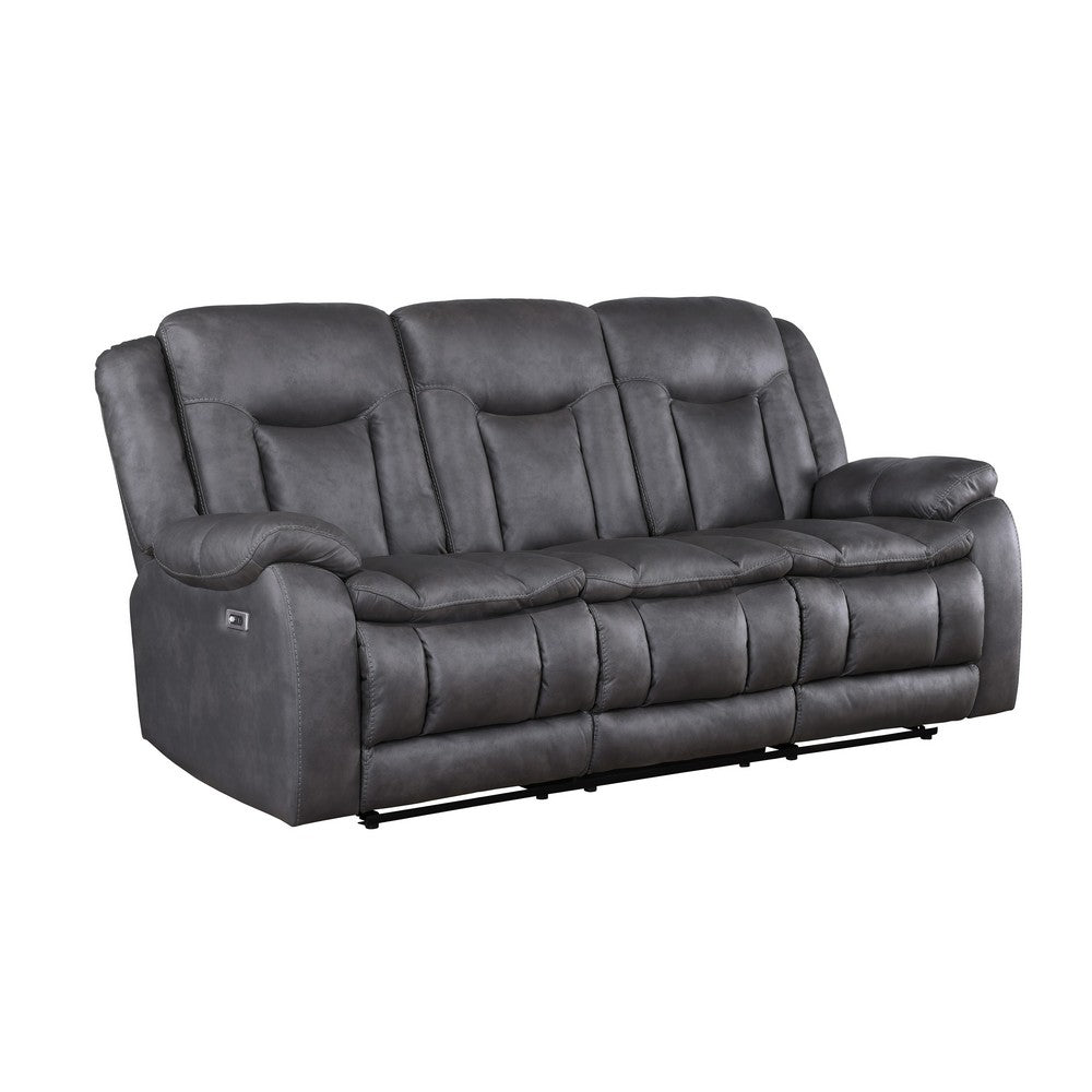 Olaf 3pc 6 Seater Power Recliner Sofa Set | Adjustable Headrest | Gray