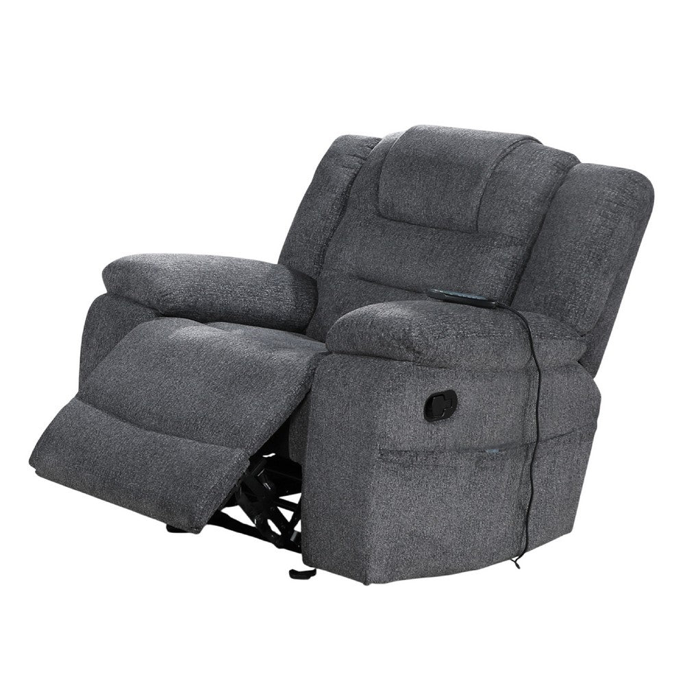 Reno 4pc 6 Seater Manual Recliner Sofa and Chair Set | Massage | Dark Gray