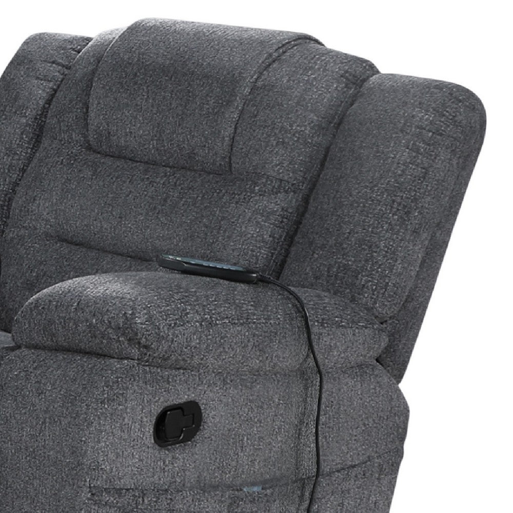 Reno 4pc 6 Seater Manual Recliner Sofa and Chair Set | Massage | Dark Gray