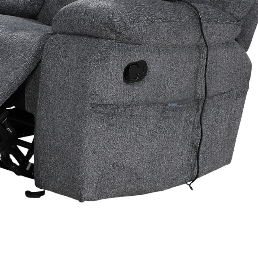 Reno 4pc 6 Seater Manual Recliner Sofa and Chair Set | Massage | Dark Gray
