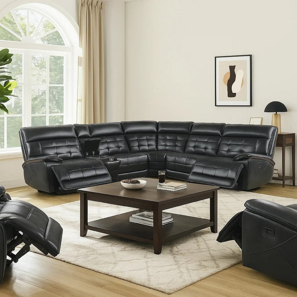 Nick 3pc 5 Seater Corner Manual Recliner Sofa | Cupholders | Black