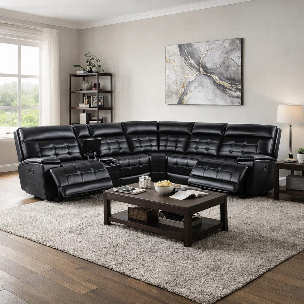 Nick 3pc Corner Power Recliner Sofa | 5 Seater | Cupholders | Black